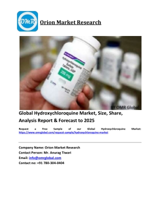 Global Hydroxychloroquine Market Size, Industry Trends, Share and Forecast 2019-2025