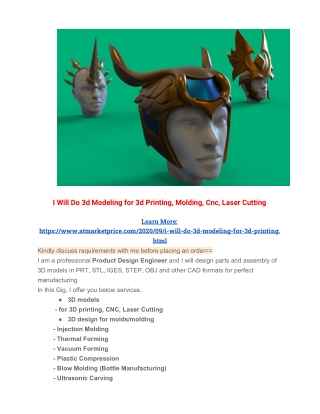 I Will Do 3D Modeling for 3d Printing, Molding, Cnc, Laser Cutting - 3D Modeling for 3D Printing