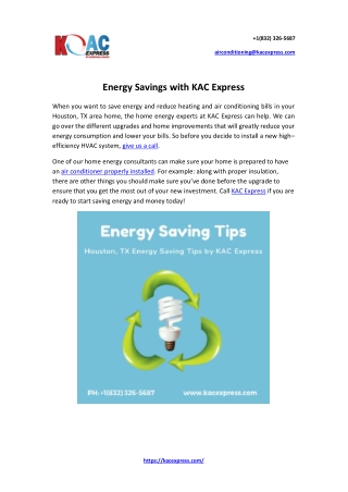 Energy Saving Efficiency | Energy Saving Spring TX – KAC Express