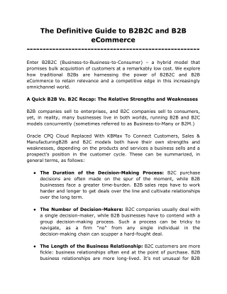 The Definitive Guide to B2B2C and B2B eCommerce