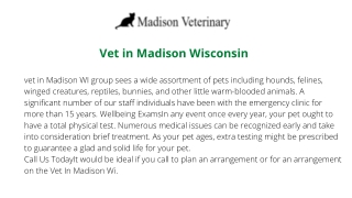 Veterinary Madison Wisconsin