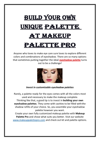 Build your own unique palette at makeup palette pro