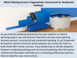 Residential Painting Services Santa Barbara | Which Painting Service Is Appropriate: Commercial Vs. Residential Painting