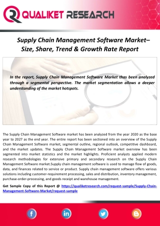 Global Supply Chain Management Software Market Application, marketing strategy, Future Trend and Regional Analysis Repor
