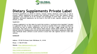 Dietary Supplements Private Label