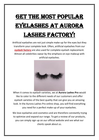 Get the Most Popular Eyelashes at Aurora Lashes Factory