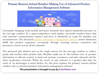 Primary Reasons behind Retailers Making Use of Advanced Product Information Management Software