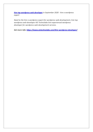 hire top wordpress web developer in September 2020 - hire a wordpress expert