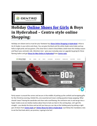 Holiday Online Shoes for Girls & Boys in Hyderabad – Centro style online Shopping:
