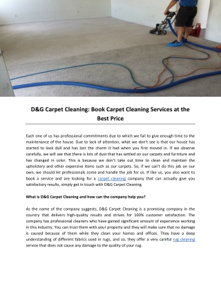 D&G Carpet Cleaning: Book Carpet Cleaning Services at the Best Price