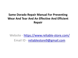 Same Dorado Repair Manual For Preventing Wear And Tear And An Effective And Efficient Repair