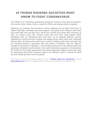 10 THINGS HOUSING SOCIETIES MUST KNOW TO FIGHT CORONAVIRUS