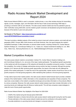 Radio Access Network Market Analysis and Trends 2024
