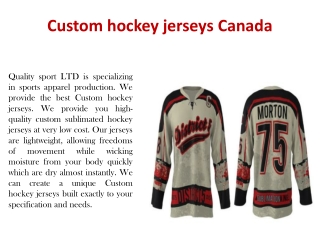 Custom hockey jerseys Canada