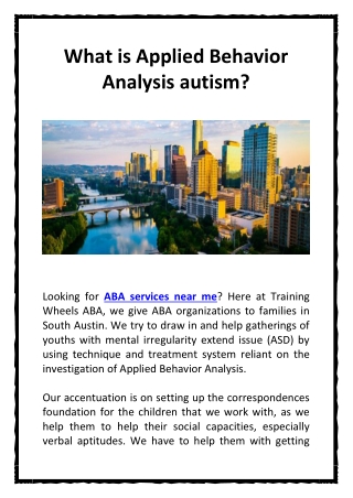 What is Applied Behavior Analysis autism?