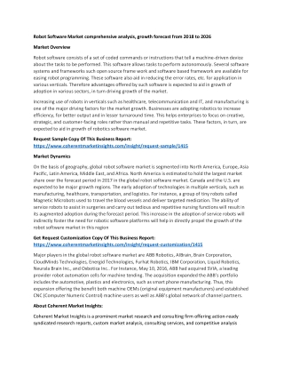 Robot Software Market comprehensive analysis, growth forecast from 2018 to 2026