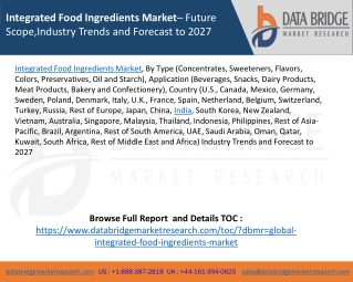 Integrated Food Ingredients Market– Future Scope,Industry Trends and Forecast to 2027