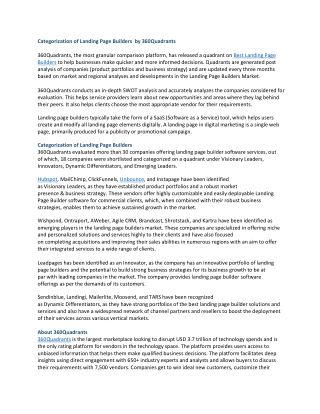Categorization of Landing Page Builders  by 360Quadrants