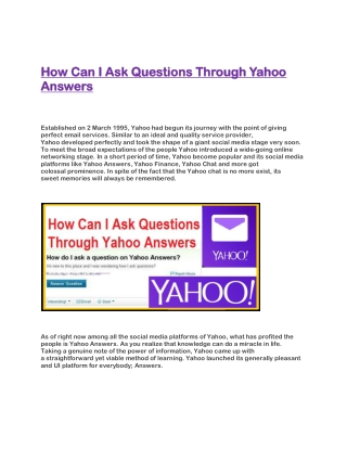 How Can I Ask Questions Through Yahoo Answers