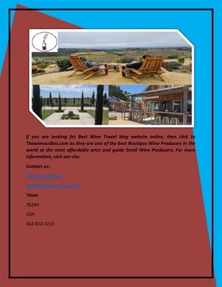 Best Wine Travel blog website | Thewinescribes.com