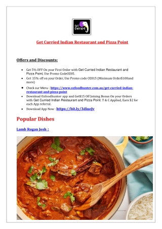 5% Off - Get Curried Indian Restaurant and Pizza Point Evandale, SA