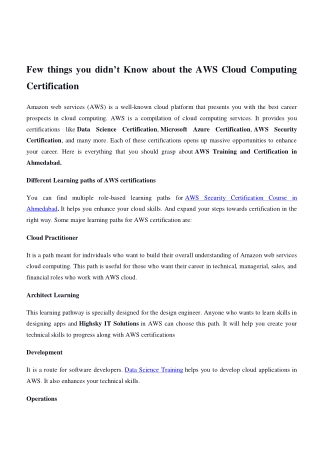 Few things you didn’t Know about the AWS Cloud Computing Certification