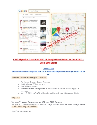 I Will Skyrocket Your Gmb With 1k Google Map Citation for Local SEO - GMB Citations, Local SEO Expert