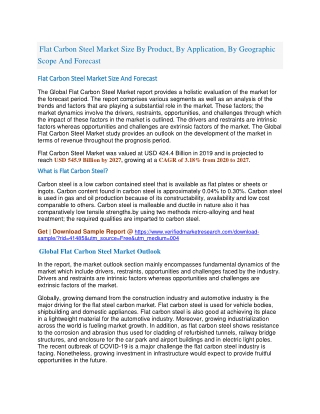 Flat Carbon Steel Market Size By Product, By Application, By Geographic Scope And Forecast