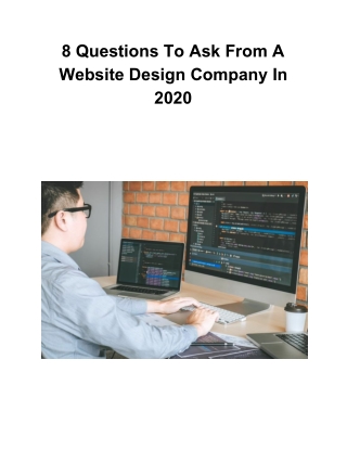 8 Questions To Ask From A Website Design Company In 2020