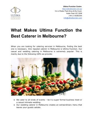 What Makes Ultima Function the Best Caterer in Melbourne?