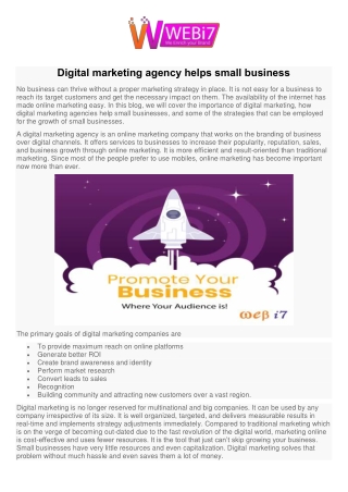 How Digital Marketing Agency Helps Small Business