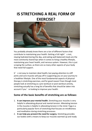 IS STRETCHING A REAL FORM OF EXERCISE?