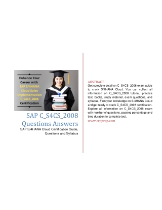 SAP C_S4CS_2008 Certification Questions Answers and Exam Guide [PDF]