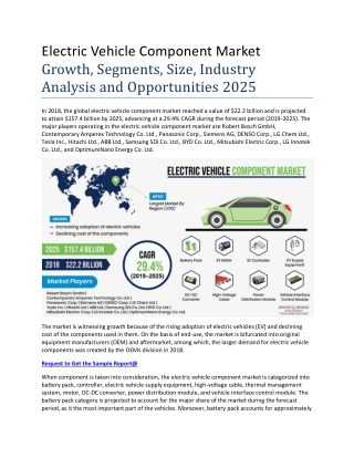 Electric Vehicle Component Market Size, Key Vendors, Growth Rate, Drivers, Volume and Forecast Report