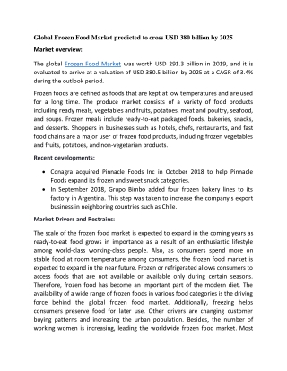 Europe holds the commanding portion in the Global Frozen Food Market