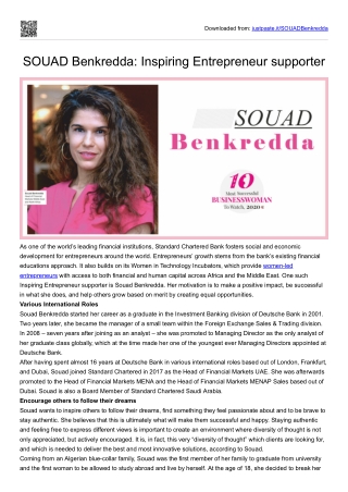 SOUAD Benkredda: Inspiring Entrepreneur supporter