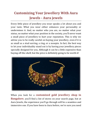 Customizing Your Jewellery With Aura Jewels - Aura jewels