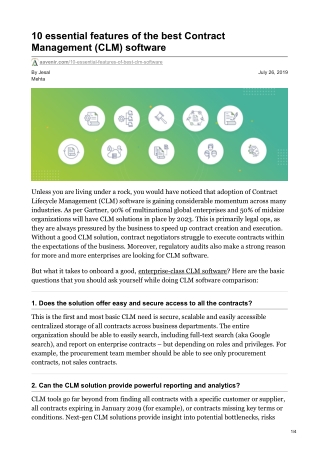 "10 essential features of the best Contract Management (CLM) software "