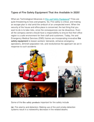 Types of Fire Safety Equipment That Are Available in 2020!