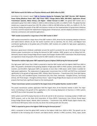 IGBT and Thyristor Market | Size, Share, system and Industry Analysis and Market Forecast to 2025 | MarketsandMarkets