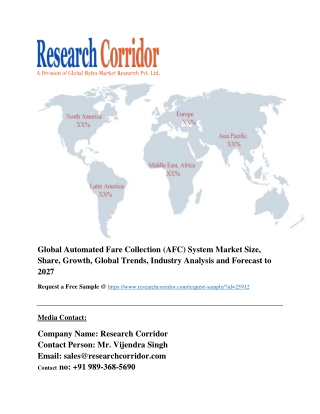 Global Automated Fare Collection (AFC) System Market Size, Share, Growth, Global Trends, Industry Analysis and Forecast