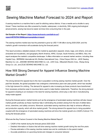 Sewing Machine Market Analysis Report and News 2024