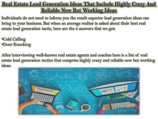 Real Estate Lead Generation Ideas That Include Highly Crazy And Reliable New But Working Ideas