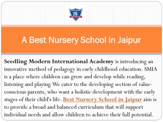 A Best Nursery School in Jaipur