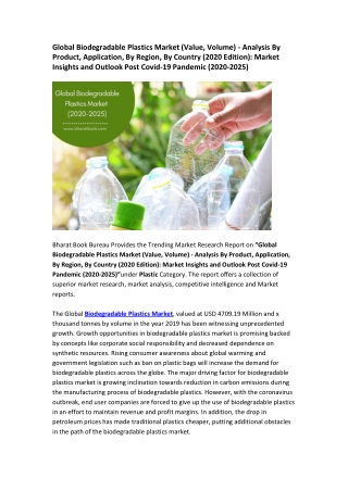 Global Biodegradable Plastics Market: Industry Key Growth Factor Analysis & Research Study 2020-2025