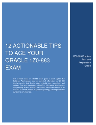 [PDF] 12 Actionable Tips to Ace Your Oracle 1Z0-883 Exam