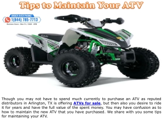 Tips to Maintain Your ATV