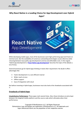 Why React Native is a Leading Choice for App Development over Hybrid Apps