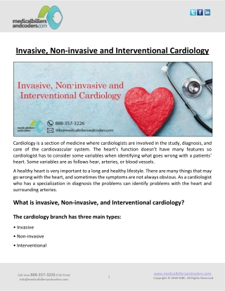 Invasive, Non-invasive and Interventional Cardiology