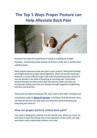 The Top 5 Ways Proper Posture can Help Alleviate Back Pain